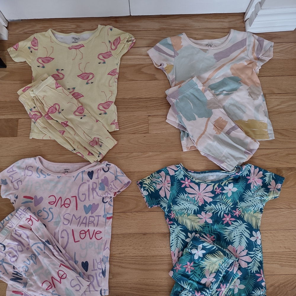 Assorted Girls' Short-Sleeve Pajama Sets - Pink, Yellow, Blue, Multicolor